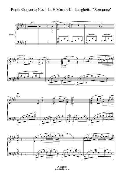 “Piano Concerto No. 1 in E Minor, Op. 11: II. Larghetto "Romance"”钢琴谱-FR. CHOPIN
op. 11
-免费下载-天天钢琴