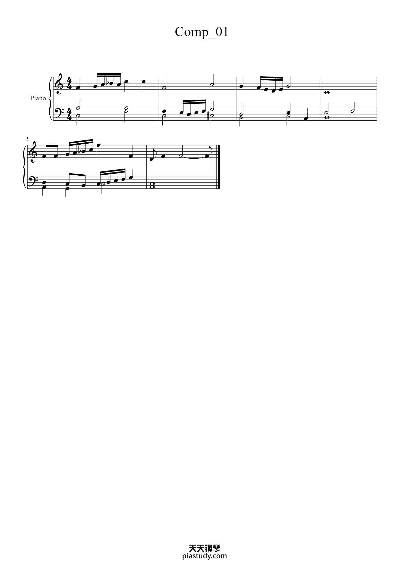 Comp1 Music Comp_01钢琴谱 - Felwebb - free piano sheet music - PiaNoproblem