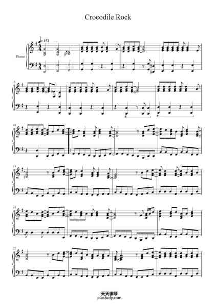 “Crocodile Rock”钢琴谱-Elton John-免费下载-天天钢琴