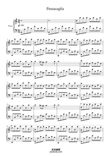 “Passacaglia”钢琴谱-Georg Friedrich Händel-免费下载-天天钢琴
