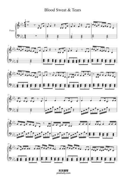 “Blood Sweat & Tears”钢琴谱-arr. Amy Metcalfe-免费下载-天天钢琴