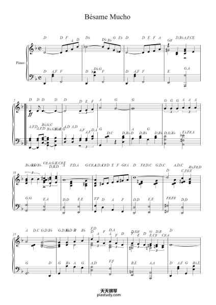 “Bésame Mucho”钢琴谱-Consuelo Velazques Torres-免费下载-天天钢琴