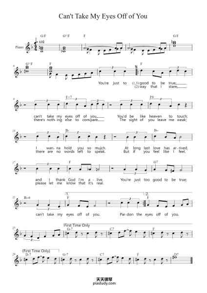 “Can't Take My Eyes Off of You”钢琴谱-Bob Crew and Bob Gaudio-免费下载-天天钢琴