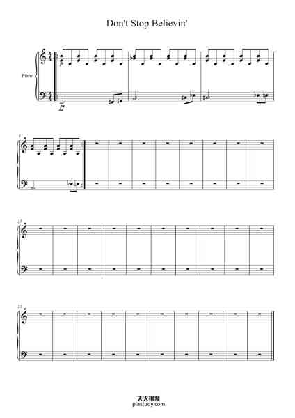 “Don't Stop Believin'”钢琴谱-Journey-免费下载-天天钢琴