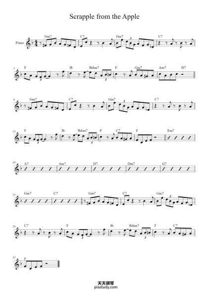 “Scrapple from the Apple”钢琴谱-Charlie Parker-免费下载-天天钢琴