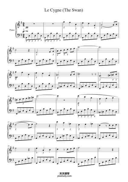 “Le Cygne (The Swan)”钢琴谱-Saint-Saëns-免费下载-天天钢琴