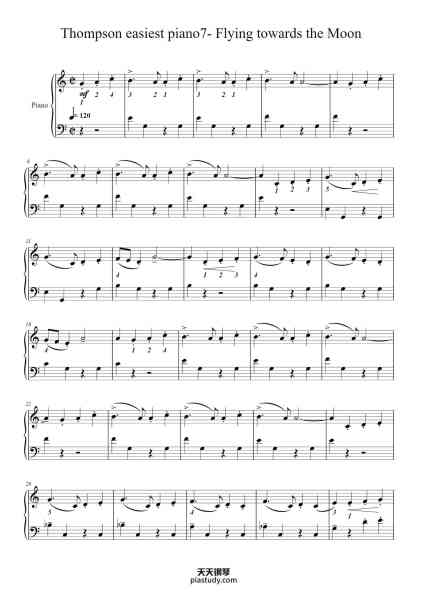 “Thompson easiest piano7- Flying towards the Moon”钢琴谱-John Thompson-免费下载-天天钢琴