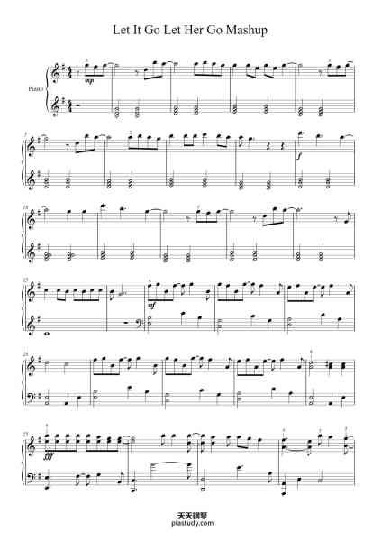 “Let It Go Let Her Go Mashup”钢琴谱-Campret-免费下载-天天钢琴