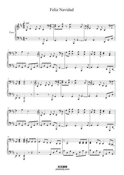 “Feliz Navidad”钢琴谱-José Feliciano-免费下载-天天钢琴