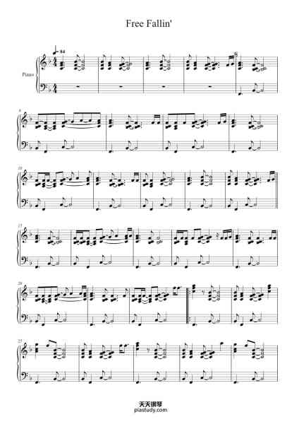 “Free Fallin'”钢琴谱-Tom Petty-免费下载-天天钢琴