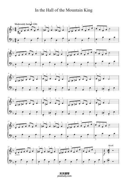 “In The Hall of The Mountain King”钢琴谱-By Edvard Grieg-免费下载-天天钢琴