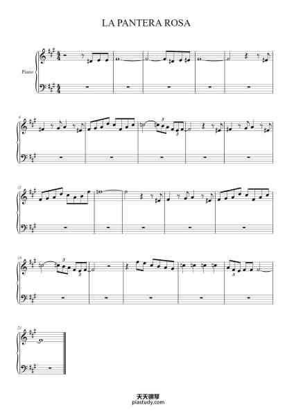 “LA PANTERA ROSA”钢琴谱-Misc Soundtrack-免费下载-天天钢琴