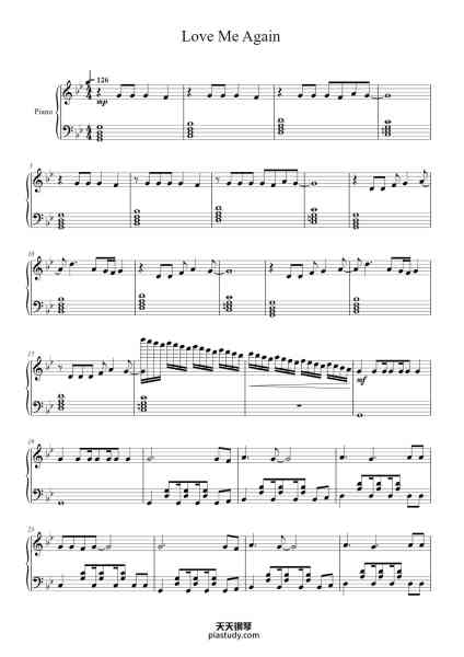 “Love Me Again”钢琴谱-John Newman-免费下载-天天钢琴