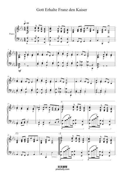 “Gott erhalte Franz den Kaiser”钢琴谱-Joseph Haydn-免费下载-天天钢琴
