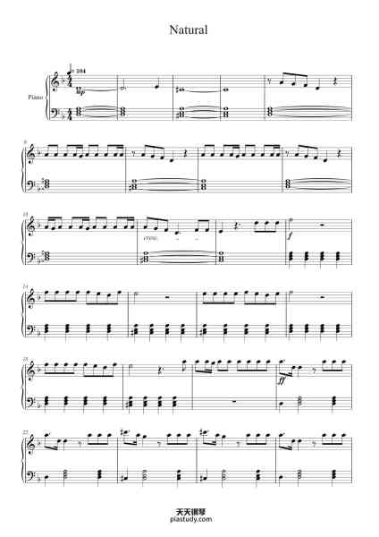 “Natural”钢琴谱-Song by IMAGINE DRAGONS. Piano arrangement by MUSIC-HOLLEY.-免费下载-天天钢琴