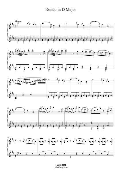 “Rondo in D Major, K. 485 - Wolfgang Amadeus Mozart”钢琴谱-Wolfgang Amadeus Mozart, K.485-免费下载-天天钢琴
