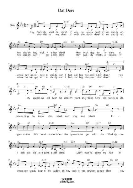 “Dat Dere”钢琴谱-Bobby Timmons-免费下载-天天钢琴