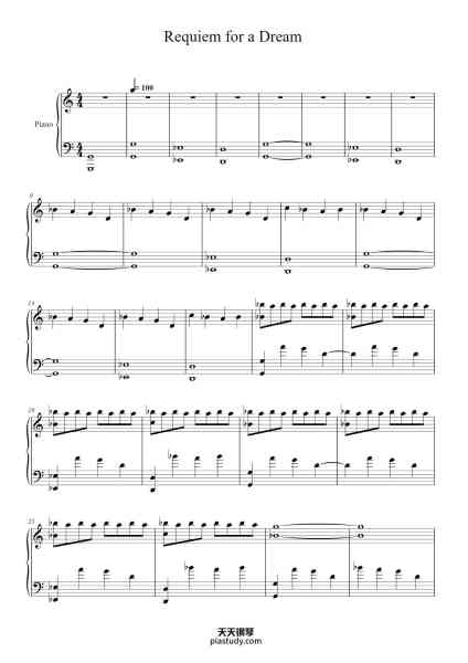 “Requiem for a Dream”钢琴谱-Clint Mansell-免费下载-天天钢琴