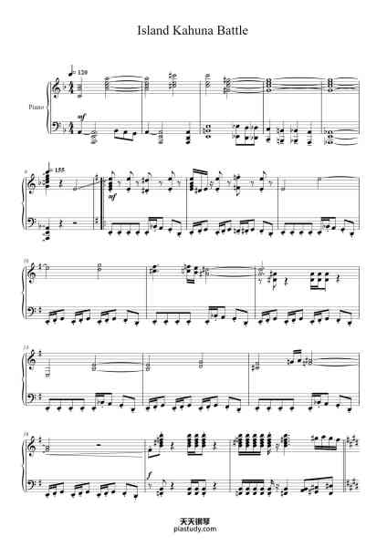 “Island Kahuna Battle”钢琴谱-Junichi Masuda, Go Ichinose Janne Sala (Arr.)-免费下载-天天钢琴