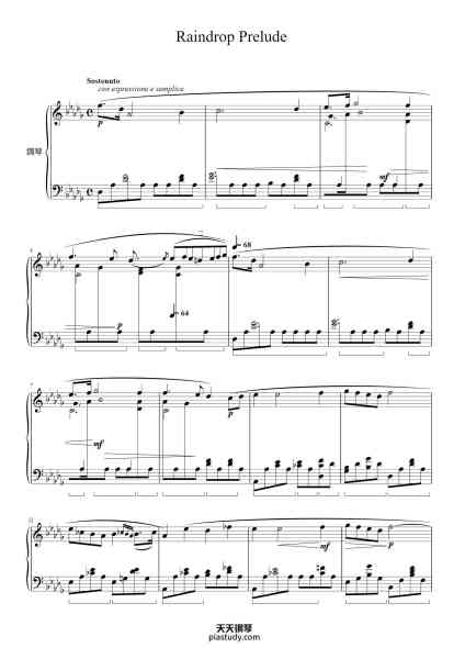 “Prelude Op. 28 No. 15 in D-flat Major "Raindrop"”钢琴谱-Frédéric Chopin-免费下载-天天钢琴