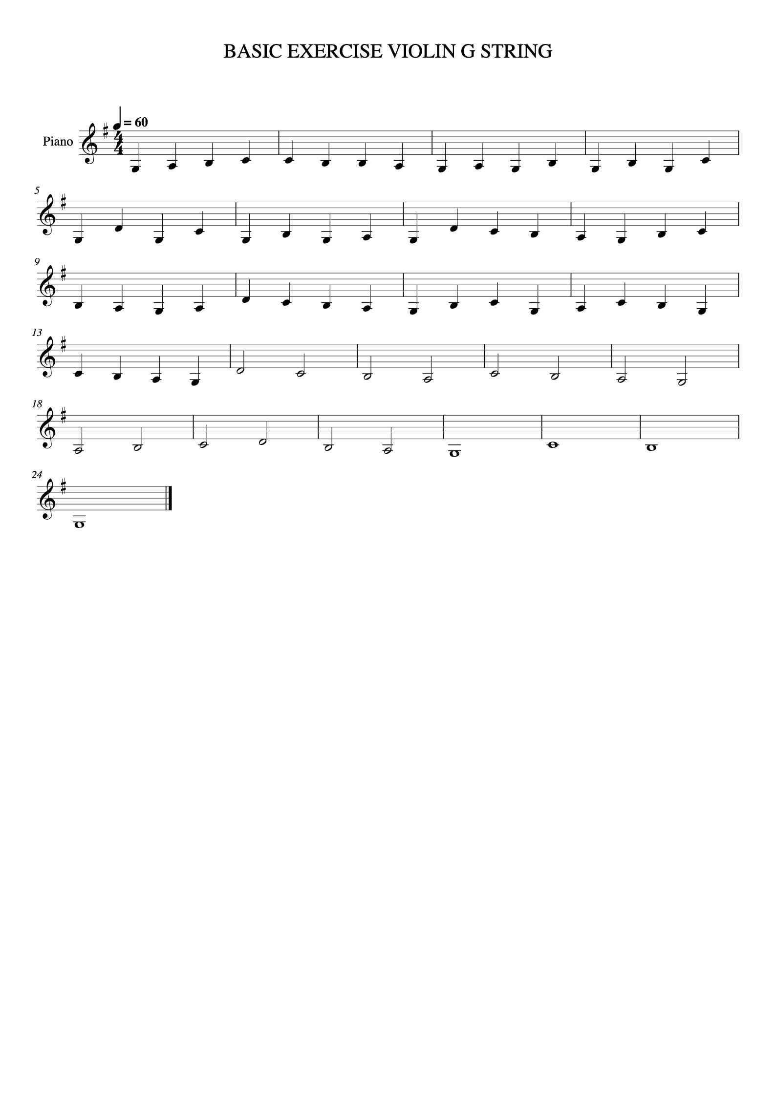 'BASIC EXERCISE VIOLIN G STRING' - Piano Sheet Music By Grantyale ...