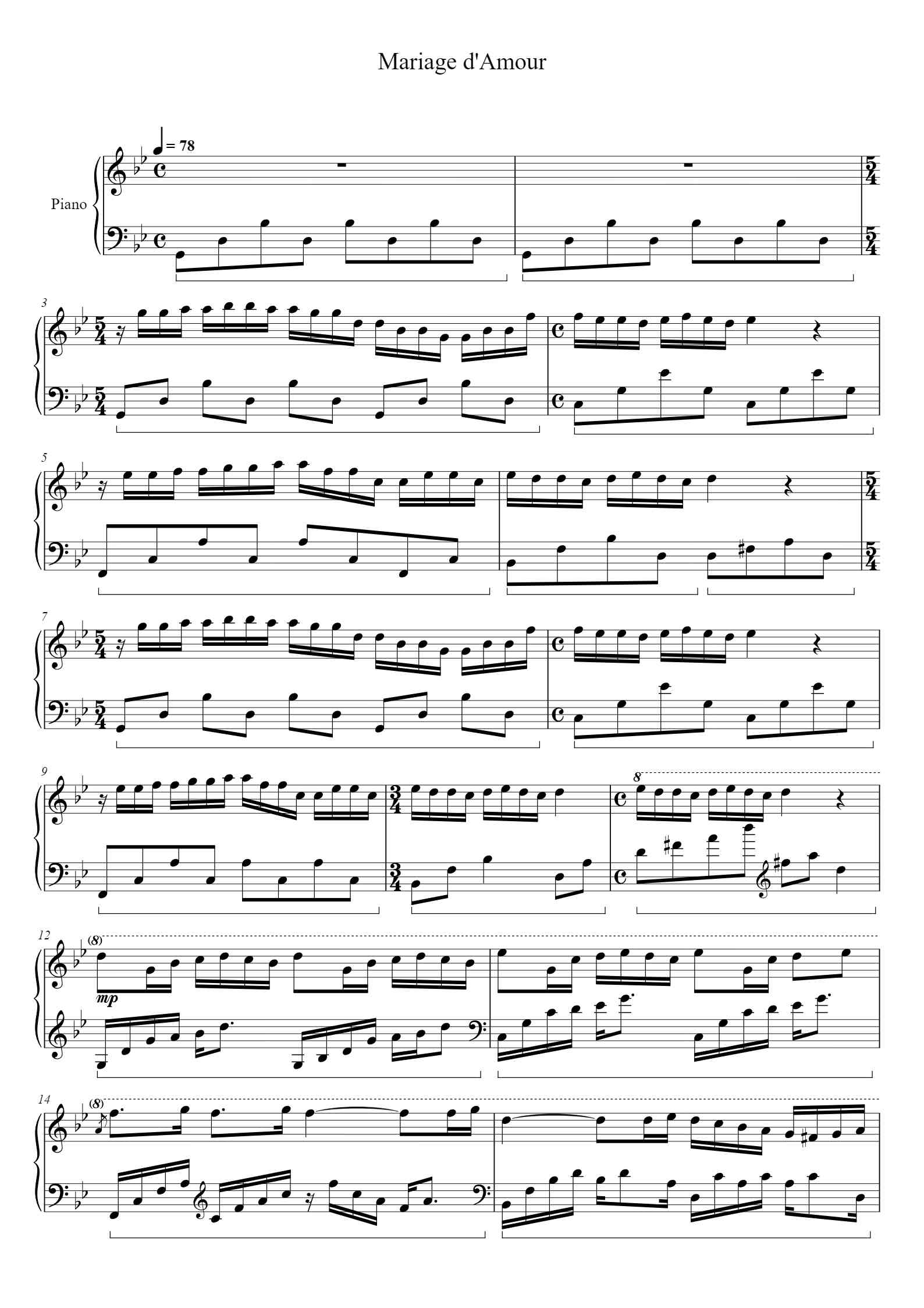 Mariage d'Amour钢琴谱 - Paul de Senneville - free piano sheet music ...