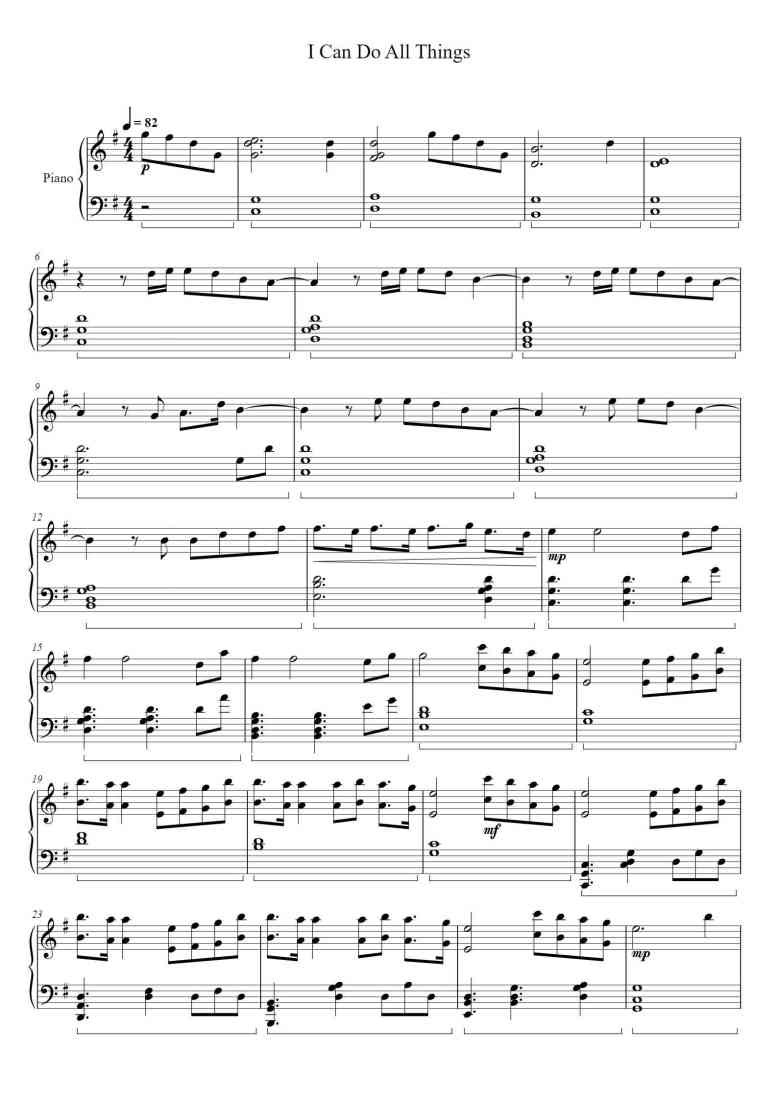 'I Can Do All Things' - Piano Sheet Music By Nik Day Arr. Isaac Redmond ...