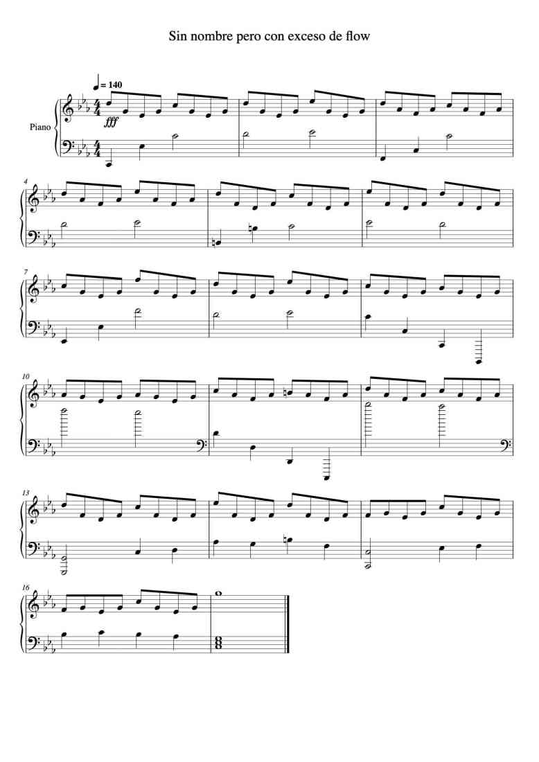 'Sin nombre pero con exceso de flow' - Piano Sheet Music By xxx | TOPiano