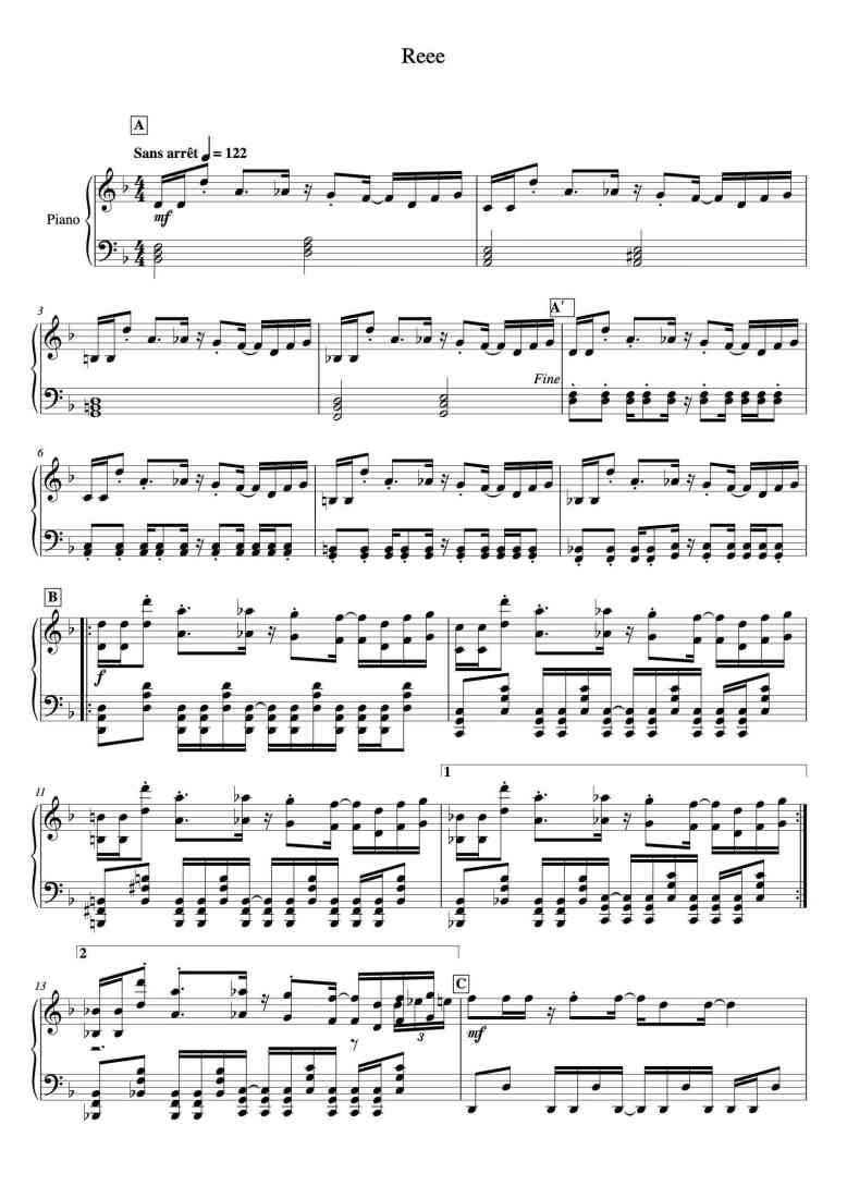 'Reee' - Piano Sheet Music By Composition by Toby Fox Arrangement by ...