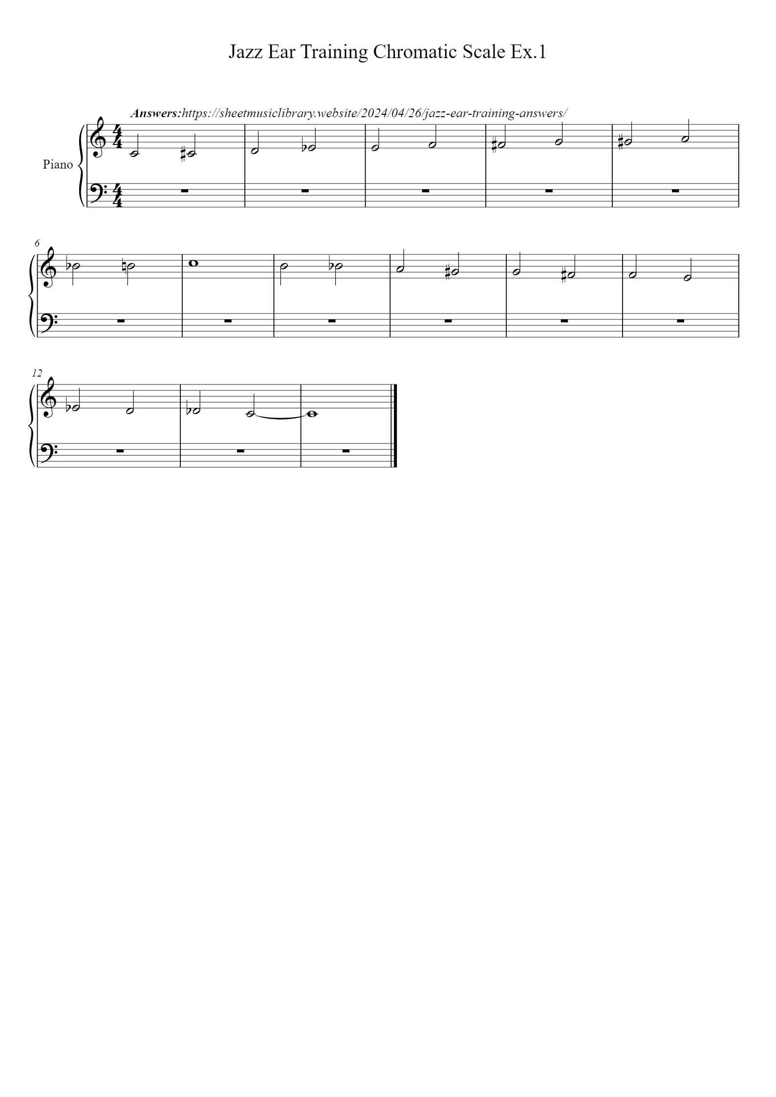 'Jazz Ear Training Chromatic Scale Ex.1' - Piano Sheet Music By www ...