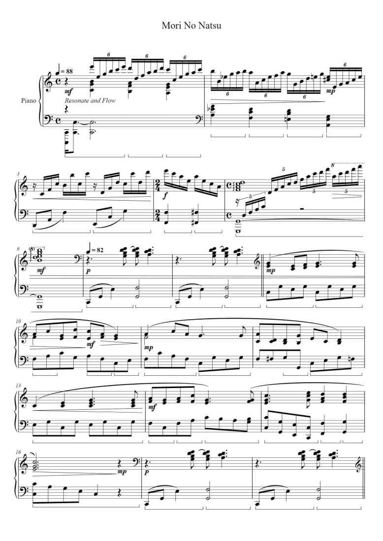 'Mori No Natsu' - Piano Sheet Music By By:Alexander Huot | TOPiano