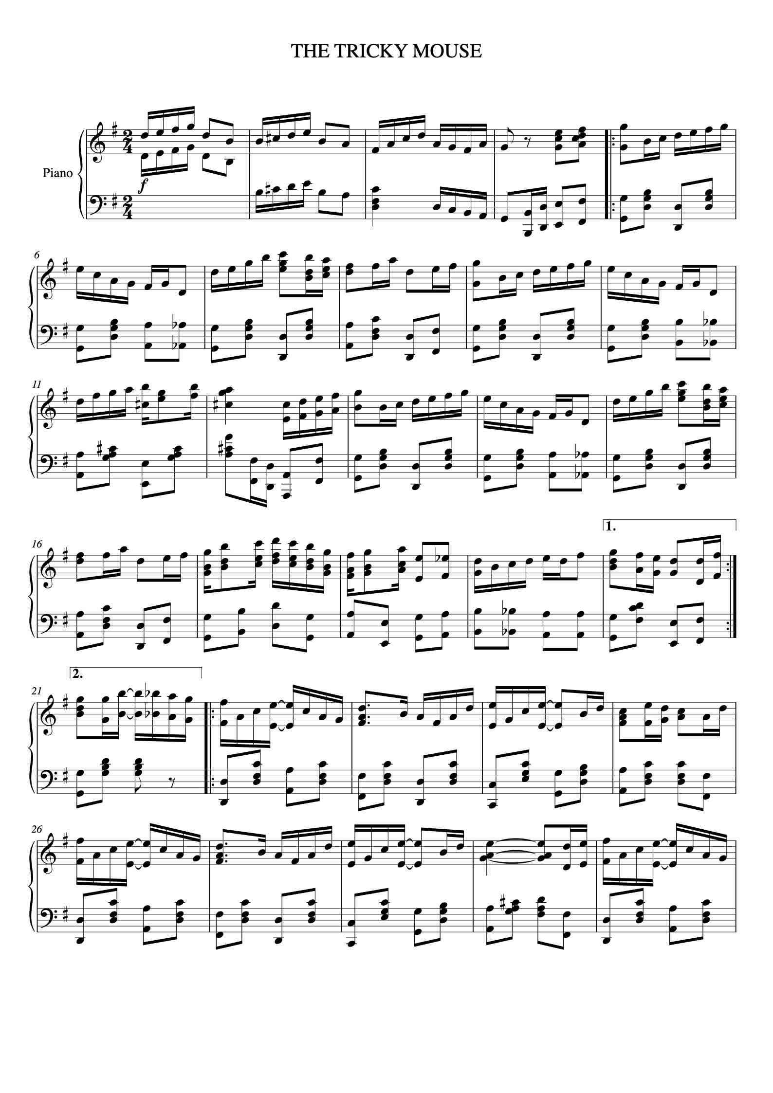'THE TRICKY MOUSE' - Piano Sheet Music By By IOHANNES MONTAURUS. | TOPiano