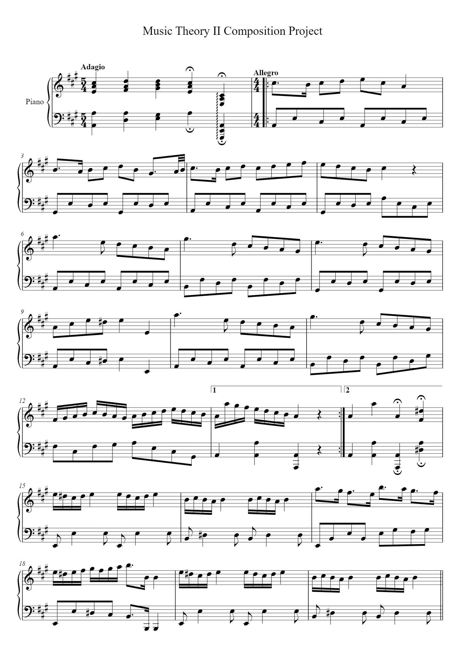 'Music Theory II Composition Project' - Beginner Piano Sheet Music by ...