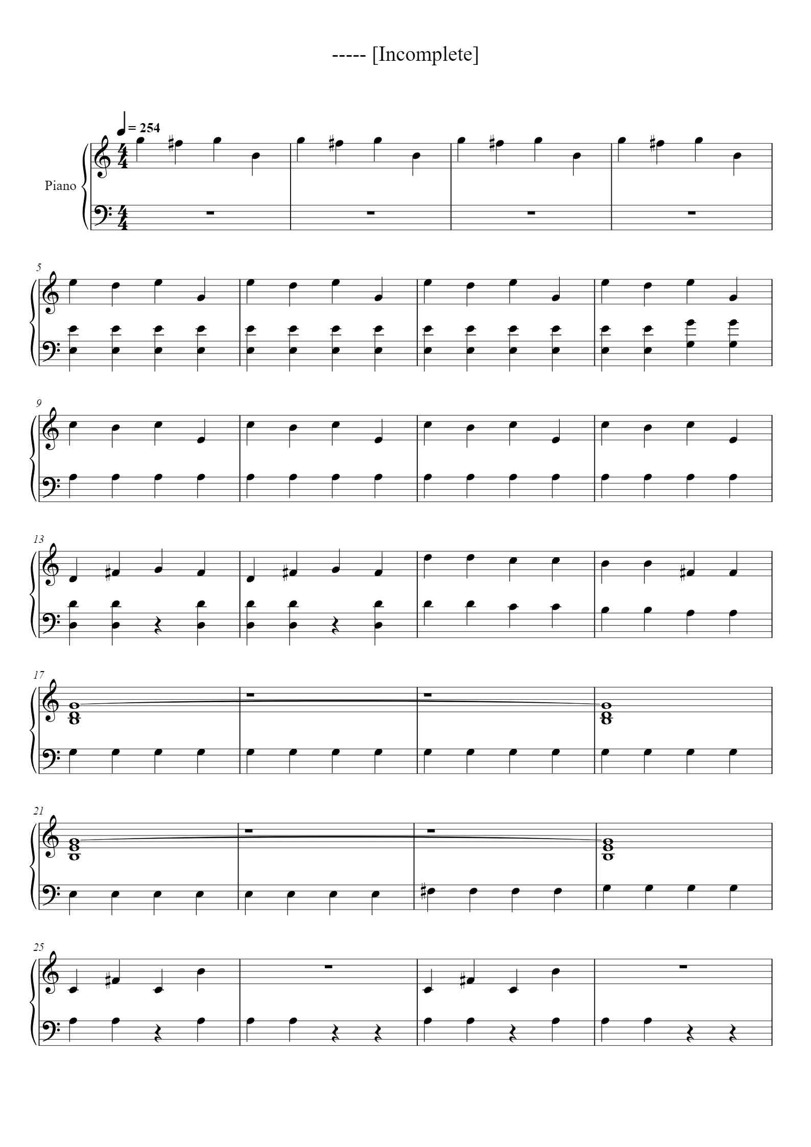 Incomplete]' - Piano Sheet Music By Arr. by carter_ | TOPiano