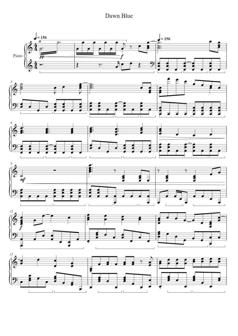 'Dawn Blue' - Piano Sheet Music By Mori Calliope Arr. by CaptainMeow ...