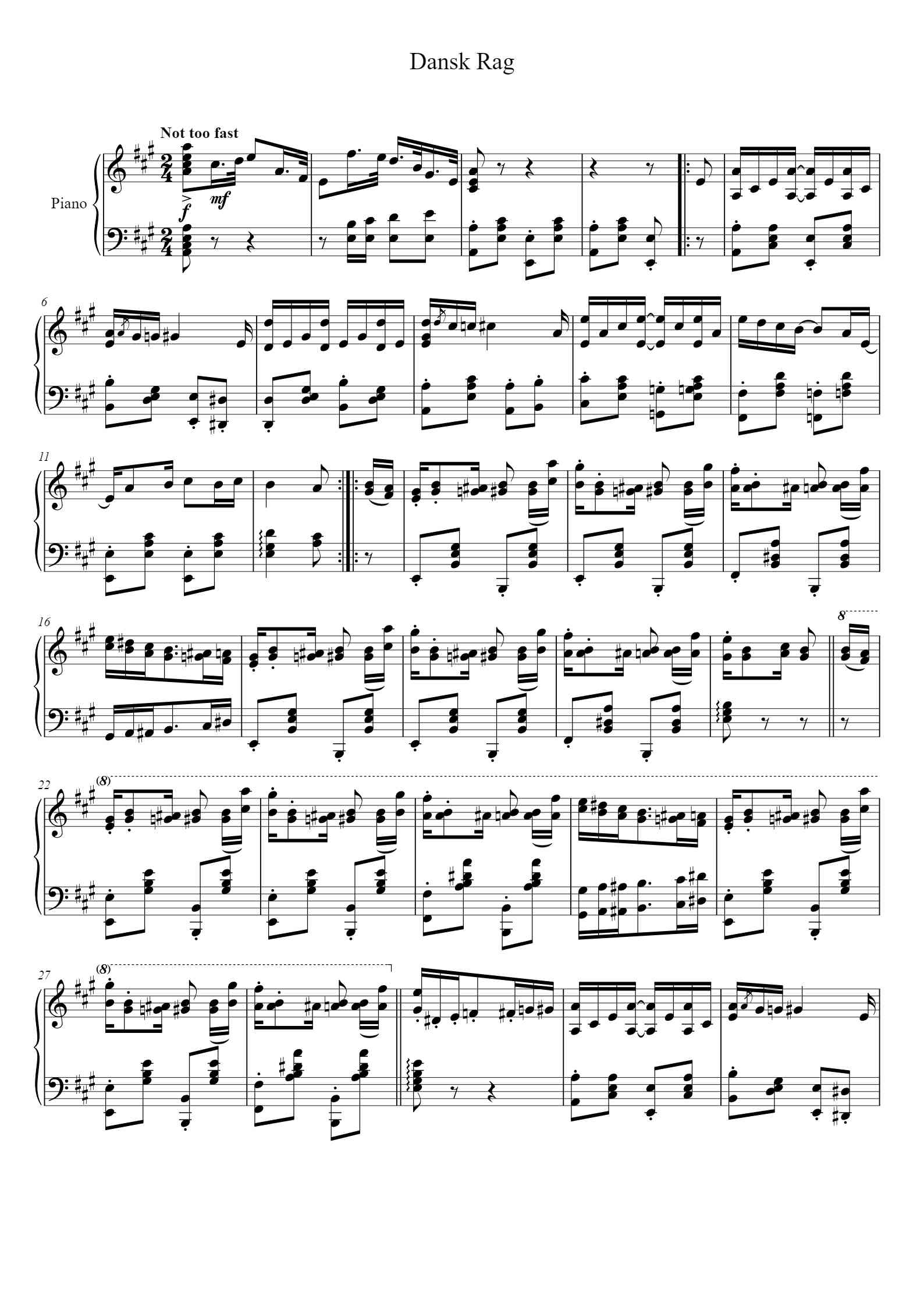 'Dansk Rag' - Piano Sheet Music By Xebaird Kerrwis | TOPiano