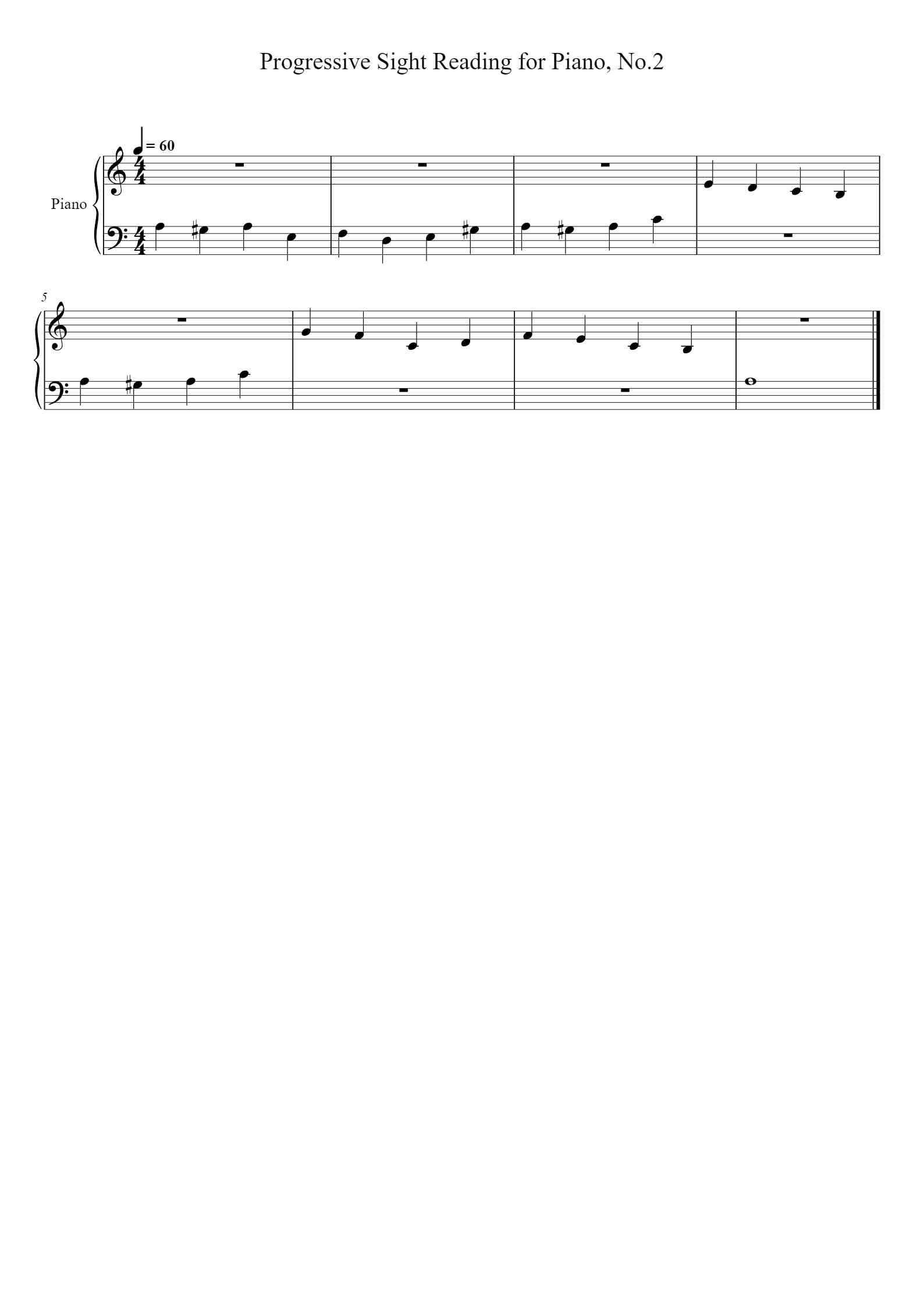'Progressive Sight Reading for Piano, No.2' Piano Sheet Music By