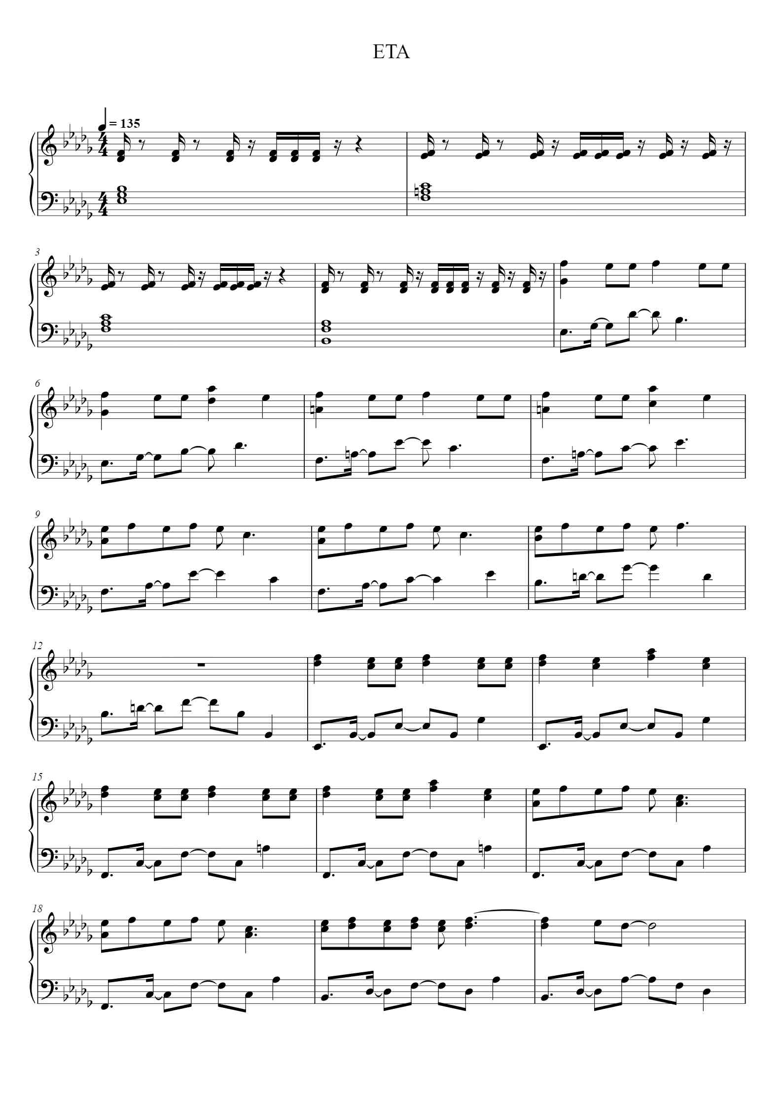 'ETA' - Beginner Piano Sheet Music by Lyrics by Sungbeen Lim, Gigi ...