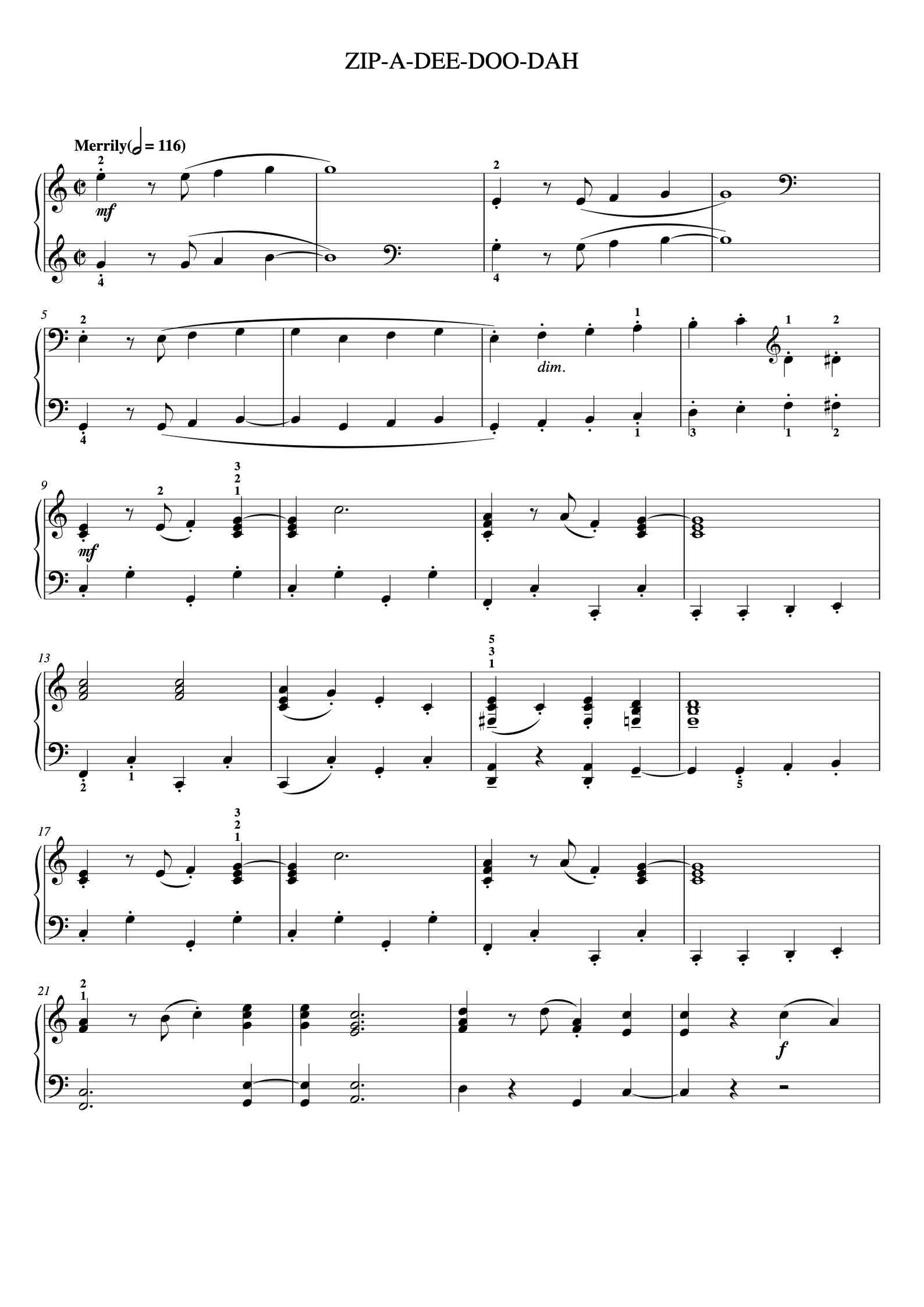 Zip A Dee Doo Dah Piano Sheet Music By Words By RAY GILBERT Music zip-a-dee-doo-dah-piano-sheet-music-by-words-by-ray-gilbert-music
