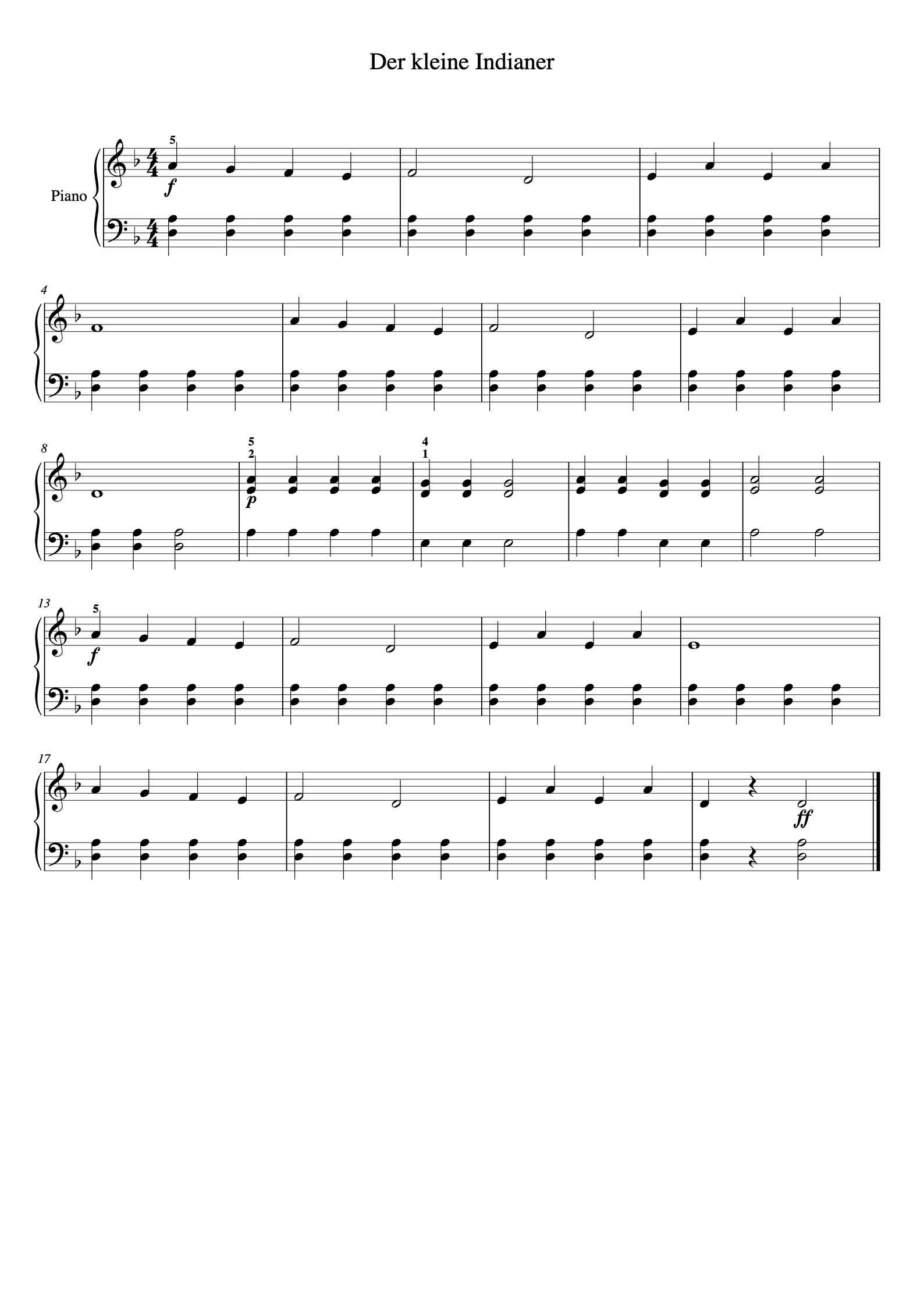 Der kleine Indianer钢琴谱 - - free piano sheet music - PiaNoproblem