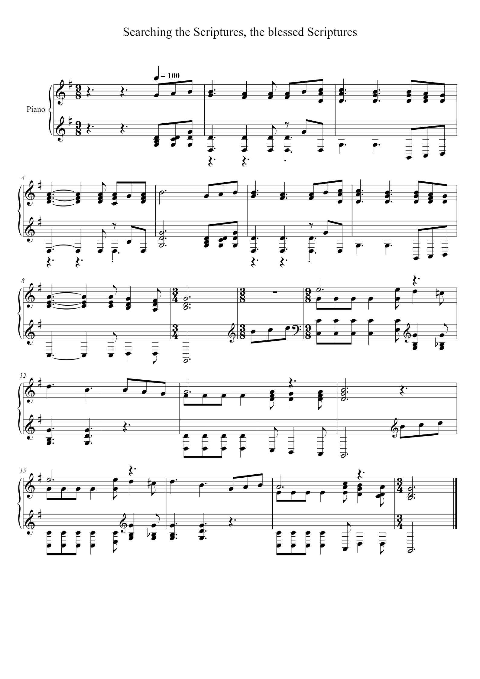 Music Notes With Scriptures 'Searching the Scriptures' - Piano Sheet Music By xxx | TOPiano