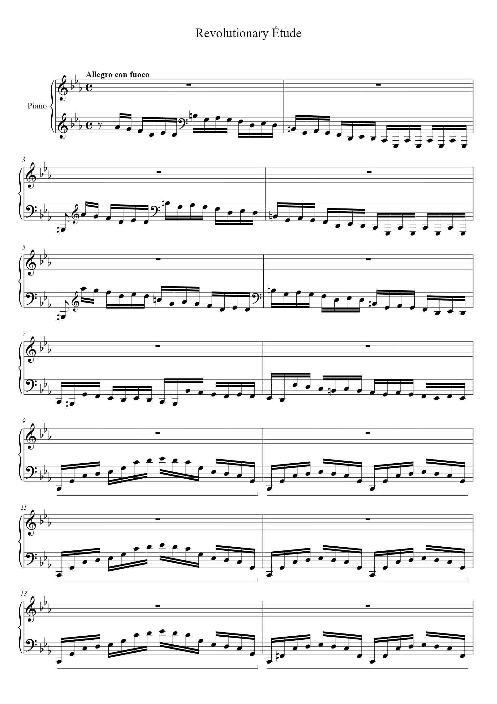 Close-up style image of sheet music for Chopin’s Revolutionary Etude