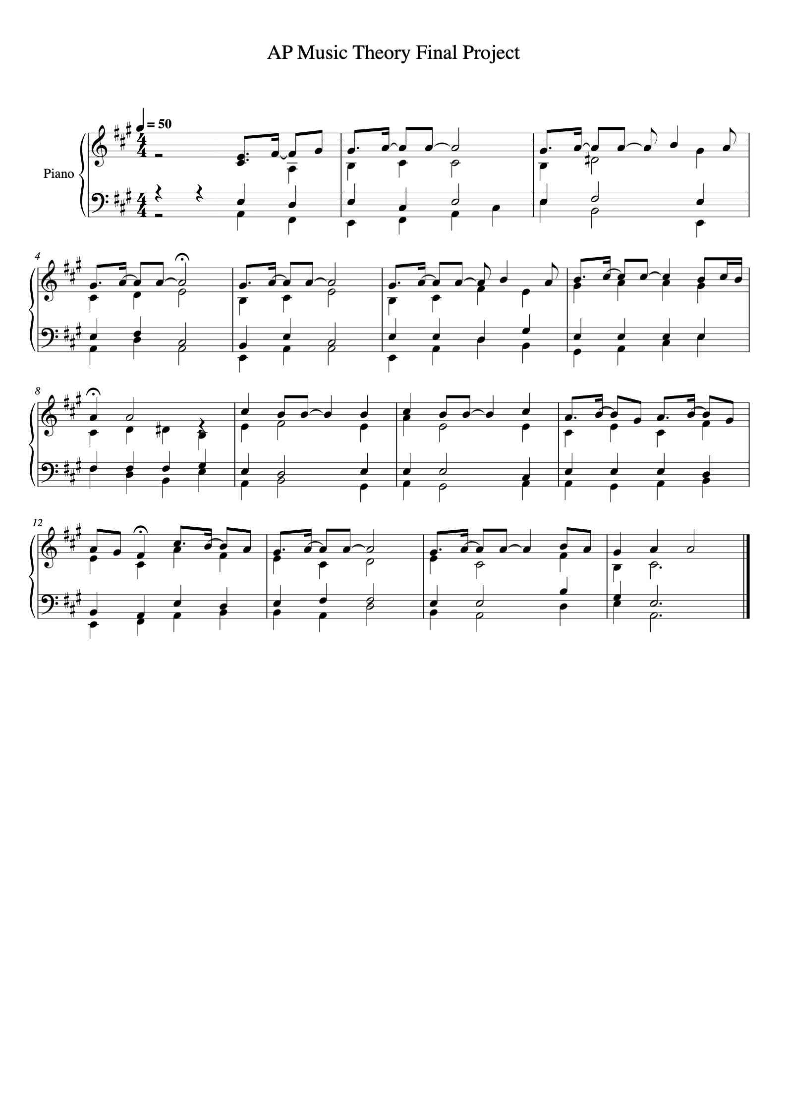 'AP Music Theory Final Project' - Beginner Piano Sheet Music by Katelyn ...