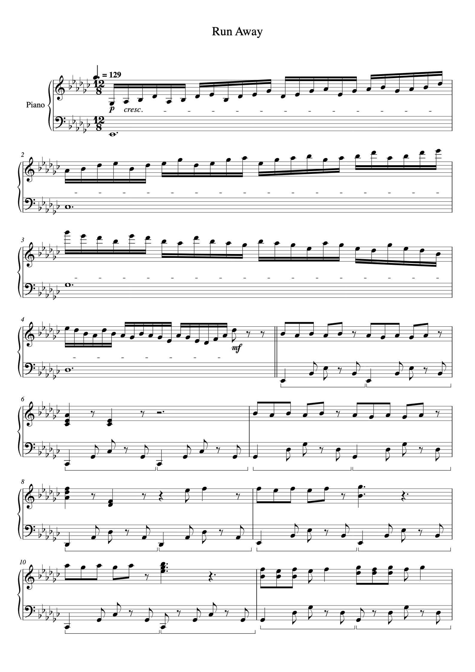 Running Away Note 'Run Away' - Piano Sheet Music By Zedn | TOPiano