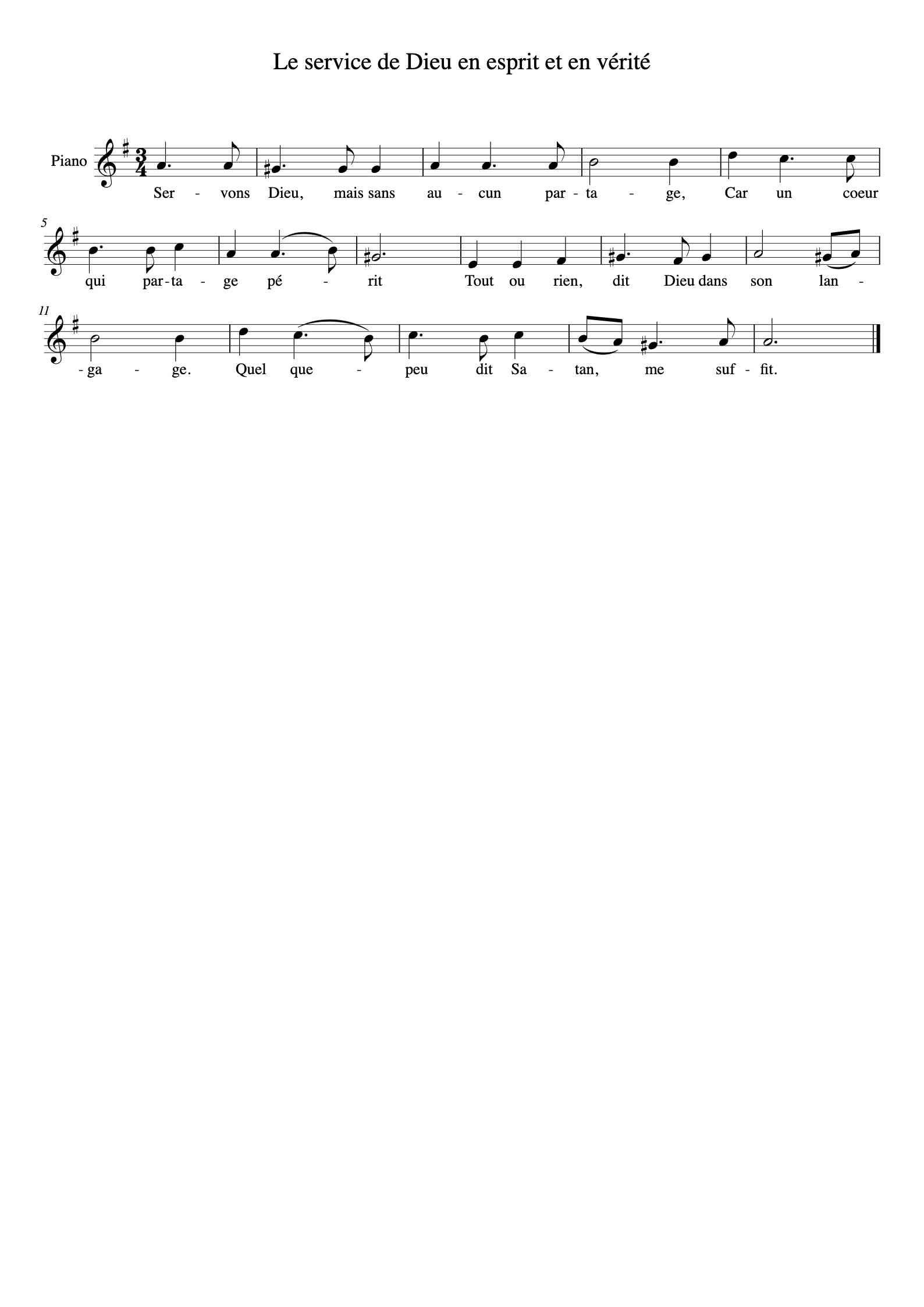 'Le service de Dieu en esprit et en vérité' - Piano Sheet Music By ESR ...