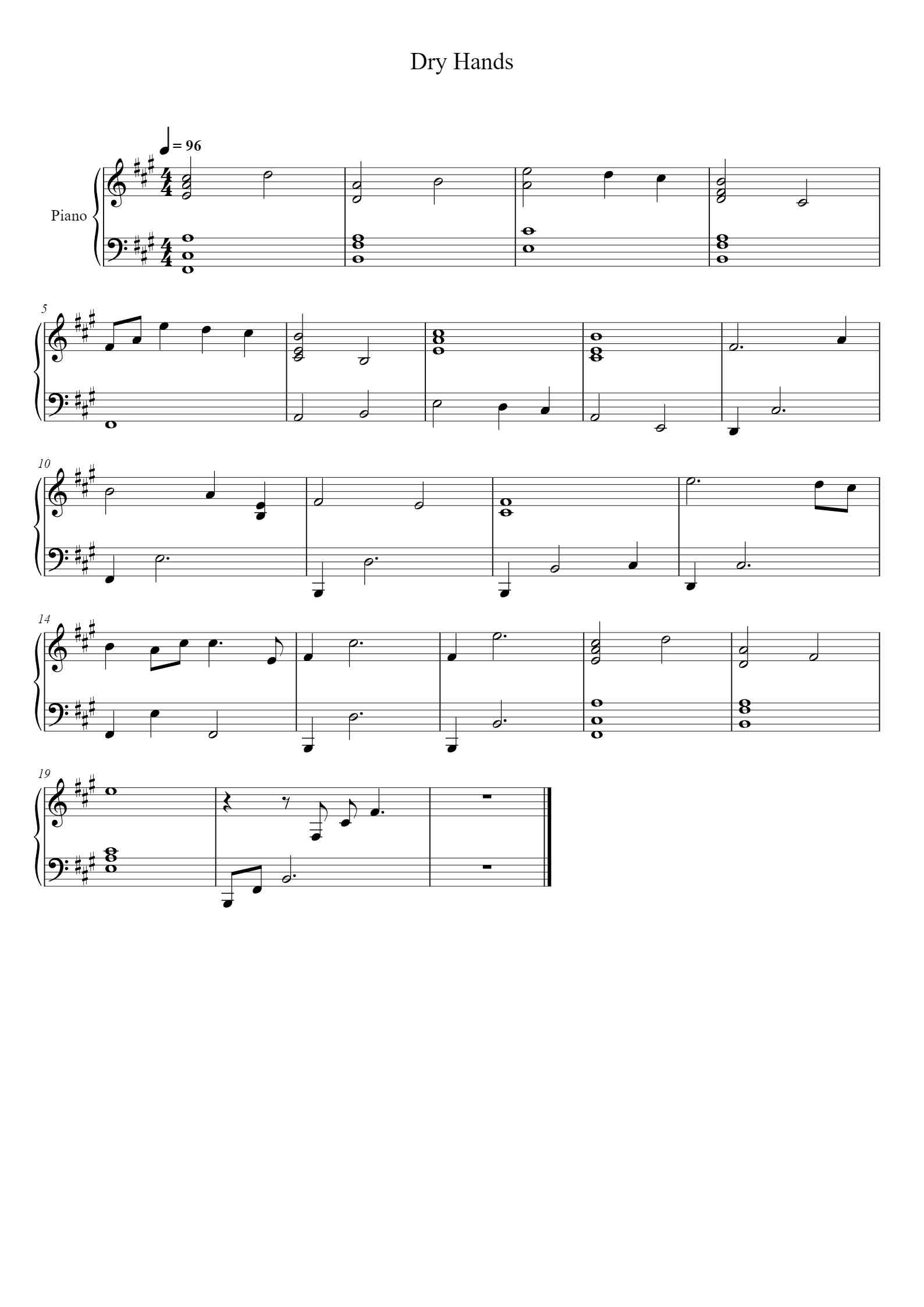 Dry Hands钢琴谱 - c418 - free piano sheet music - PiaNoproblem