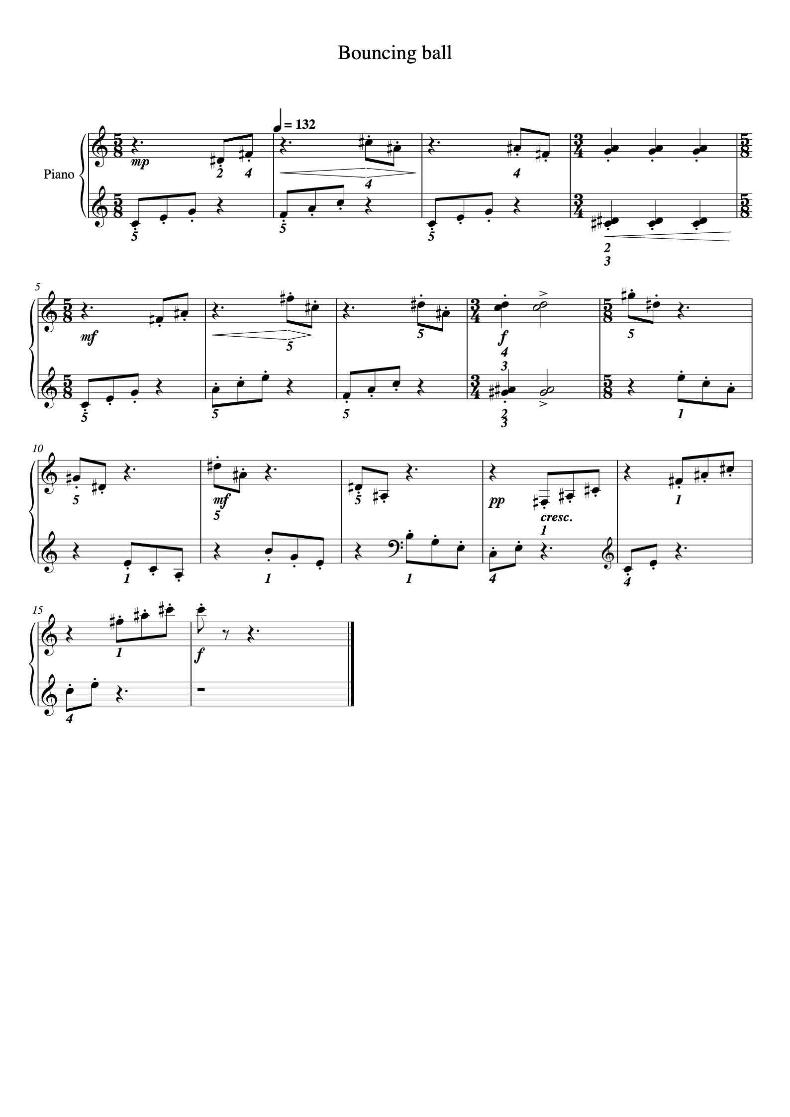'C-5 Bouncing ball' - Beginner Piano Sheet Music by Teresa Richert ...