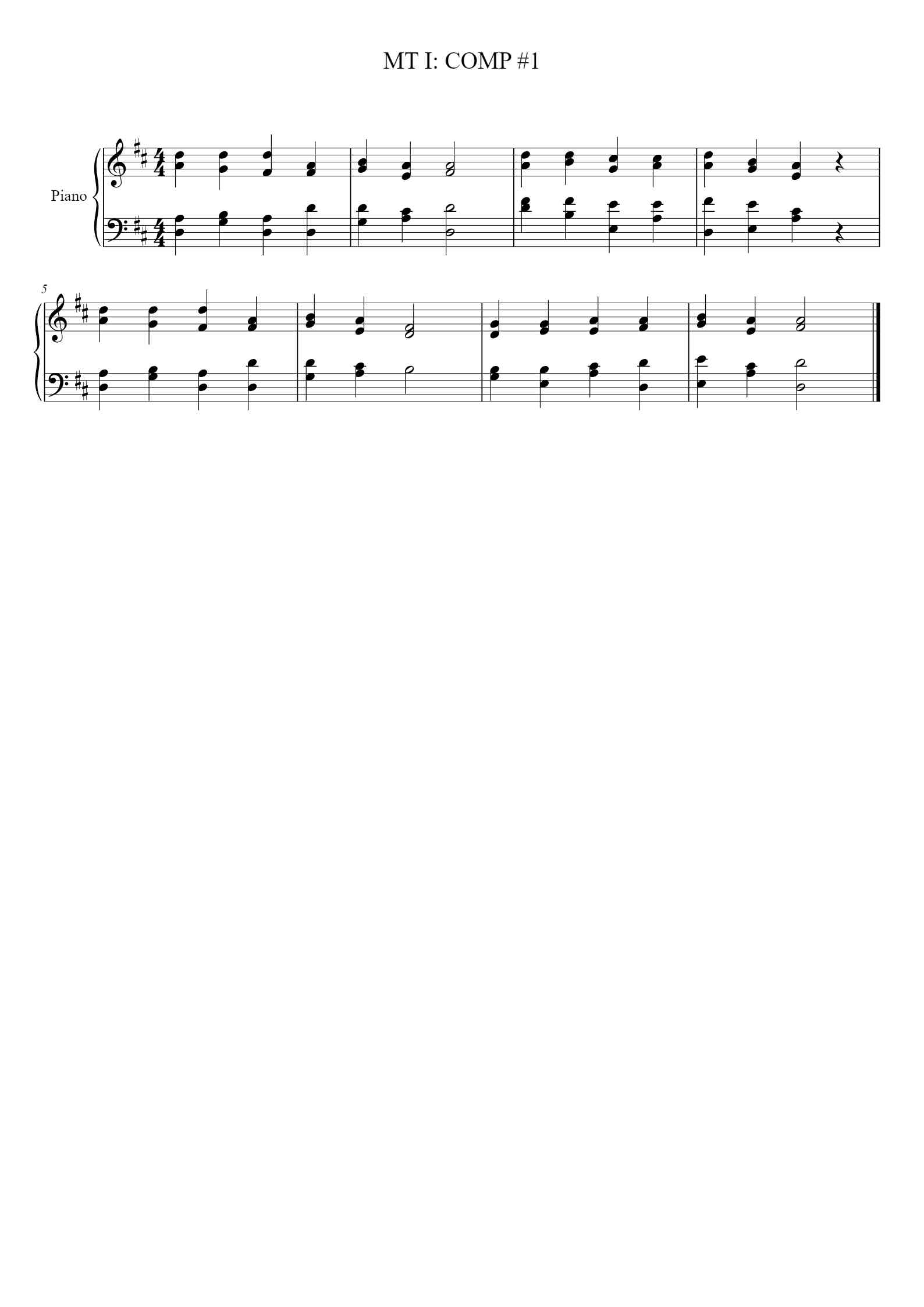 Mt Keyboard Notes 'MT I: COMP #1' - Piano Sheet Music By Zack Griffin | TOPiano
