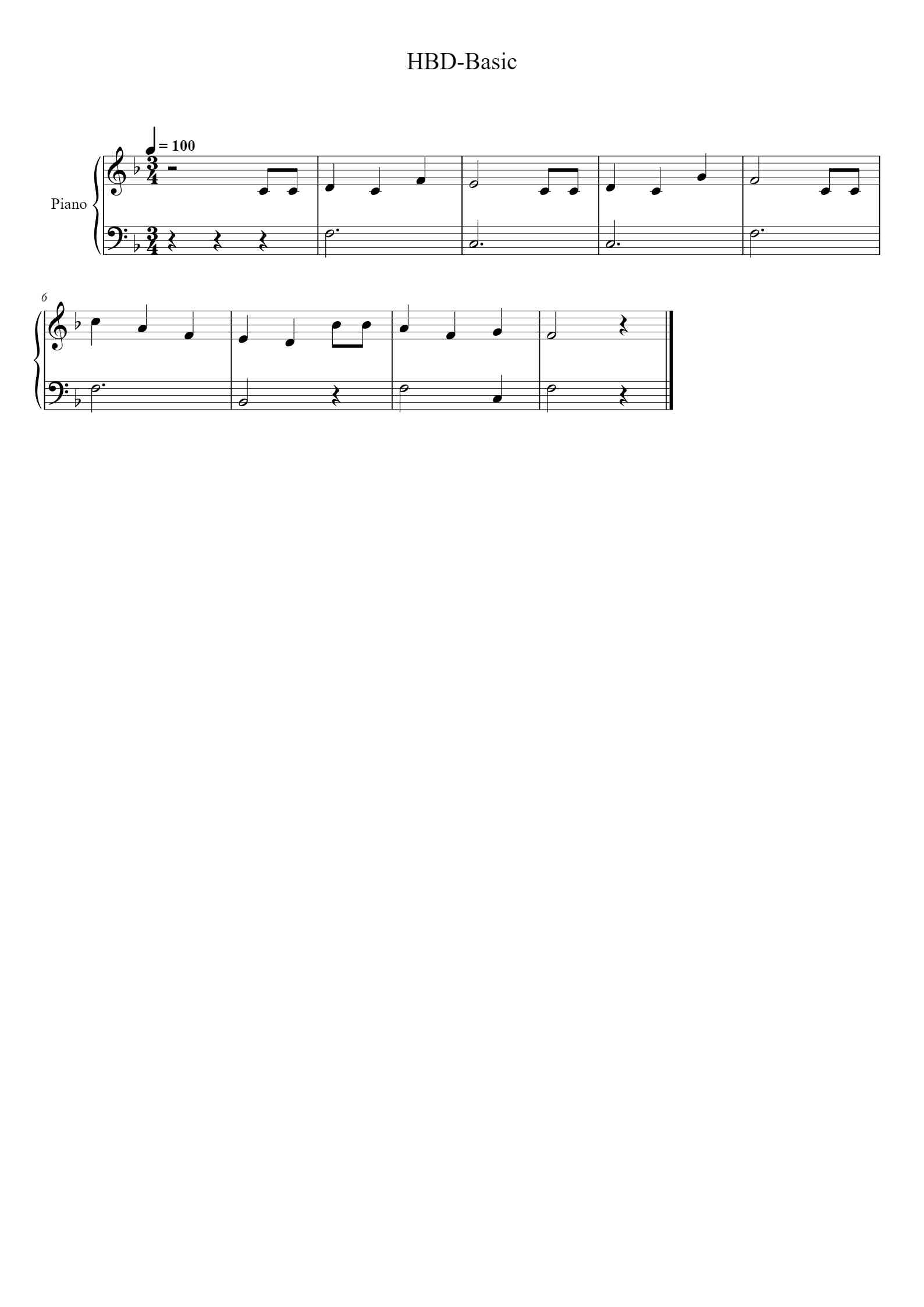 'HBD-Basic' - Beginner Piano Sheet Music by unknown | TOPiano