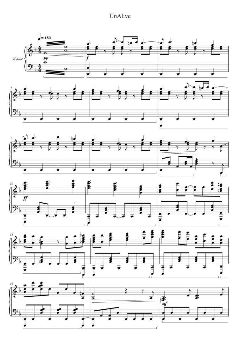 'UnAlive' - Piano Sheet Music By Mori Calliope Arr. by CaptainMeow ...